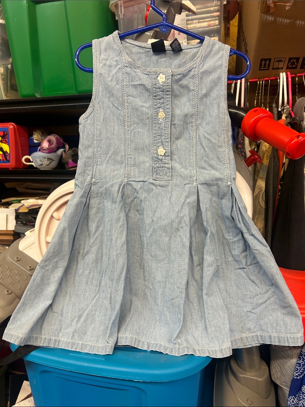 GAP Light Blue Denim Sleeveless Dress for Girls XS 100% cotton